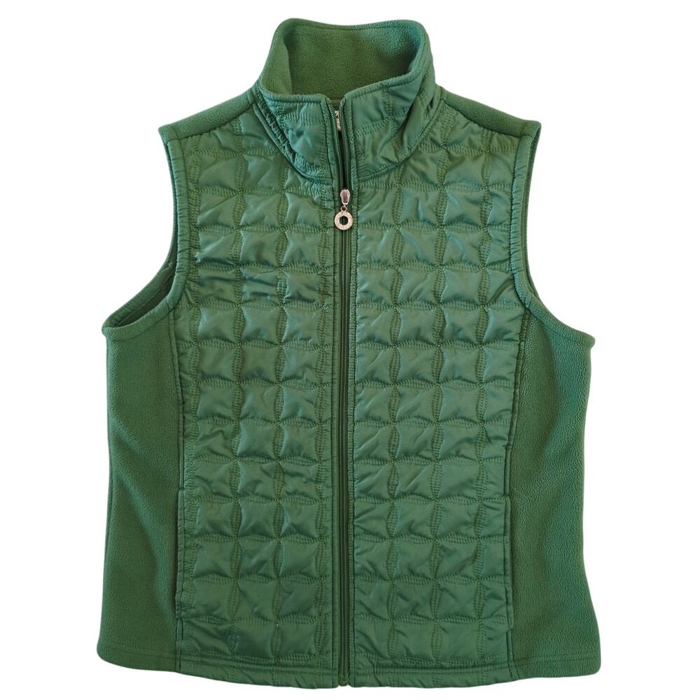 Telluride Clothing Co. Green Quilted Polar Fleece Full Zip Vest Women's Size M